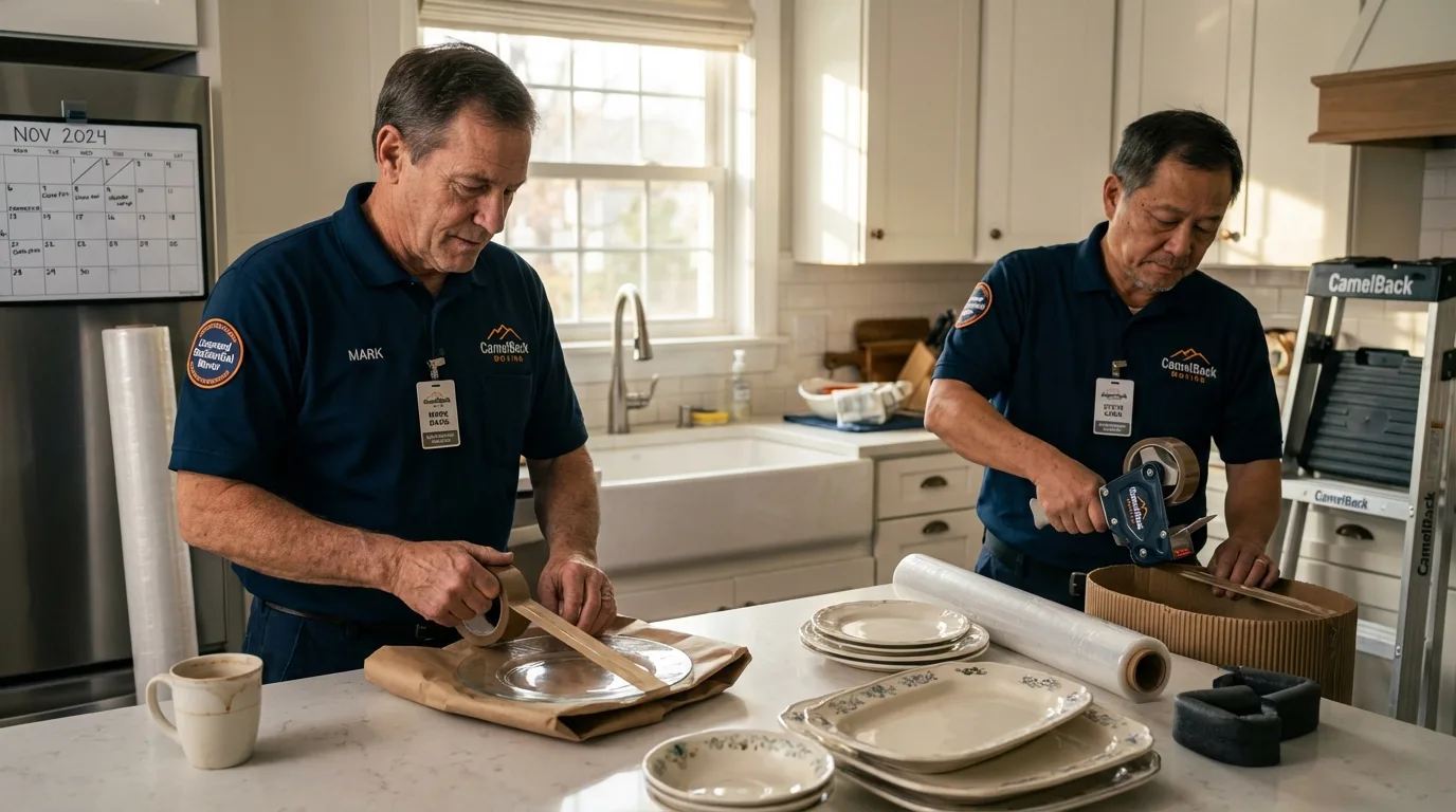 Professional crew packing kitchen dishware in Berry, AL